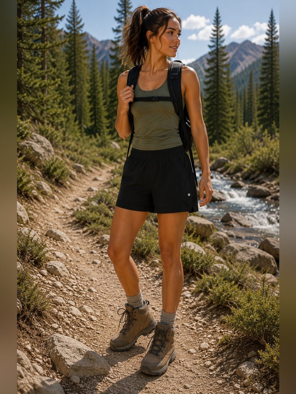 Willit Black High Rise Athletic Shorts Outdoor Gorpcore Hiking Beach Women's M